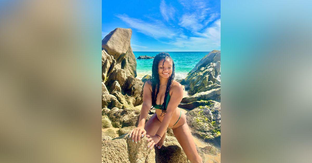 Image of Halle Bailey bared her cleavage in a bikini.