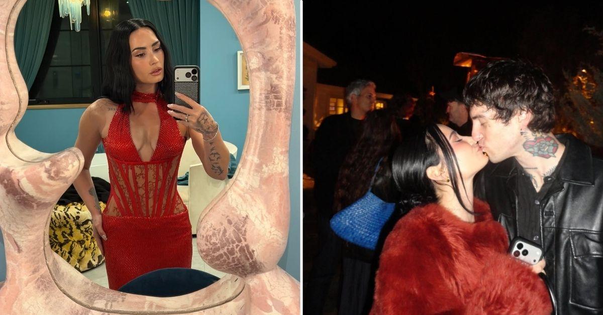 Photo of Demi Lovato wasn't shy to show PDA with her husband while at the holiday party.