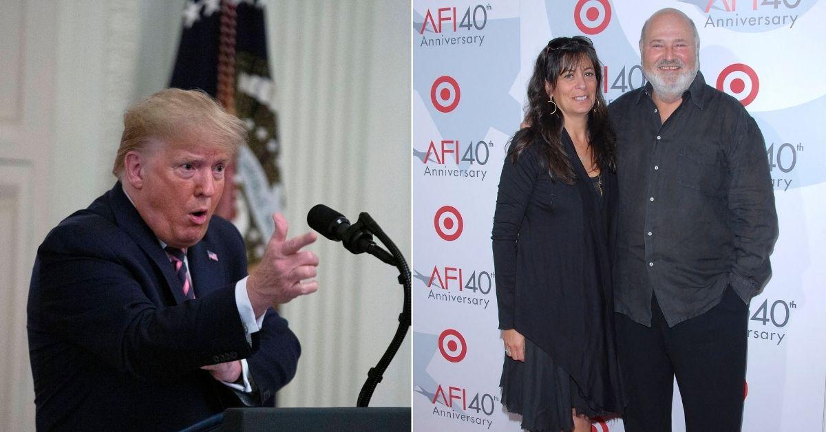 photo of Donald Trump, Rob Reiner and Michele Singer Reiner. 