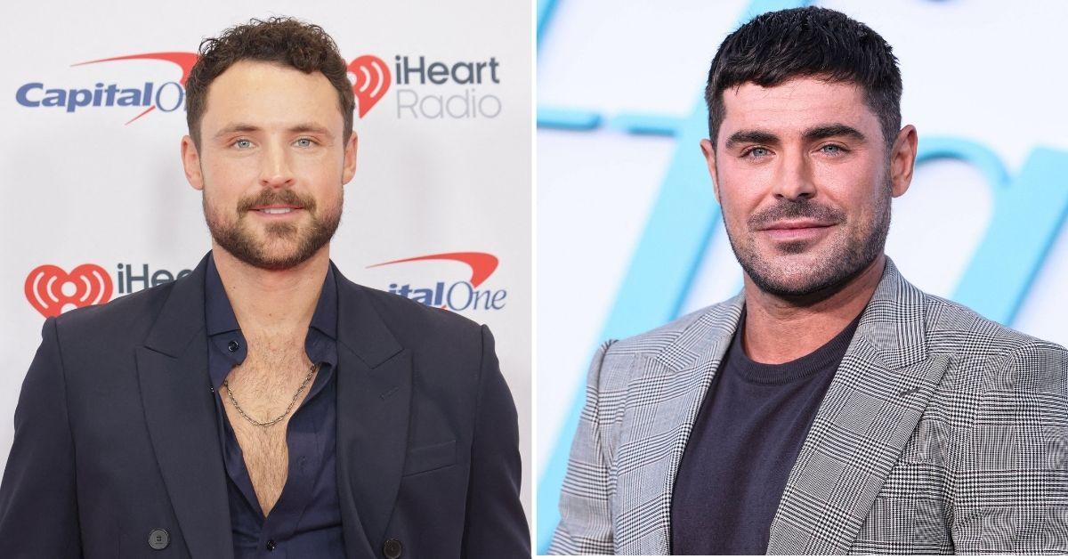 Split image of Dylan Efron & Zac Efron