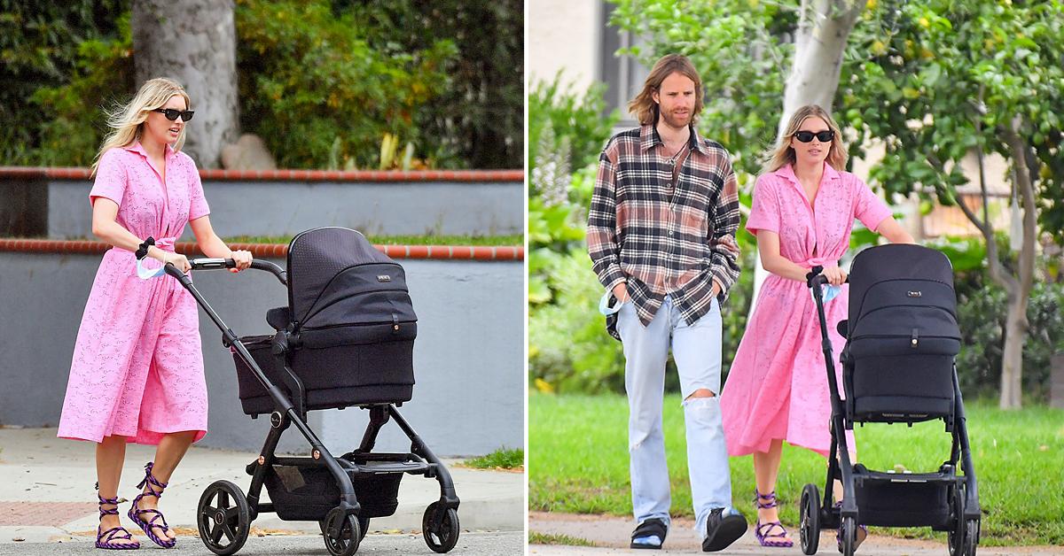 elsa hosk steps out for coffee with her husband and daughter