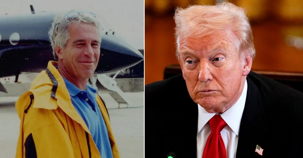 Split photo of Jeffrey Epstein and Donald Trump.