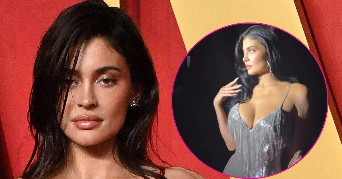 kylie jenner low plunging dress paris