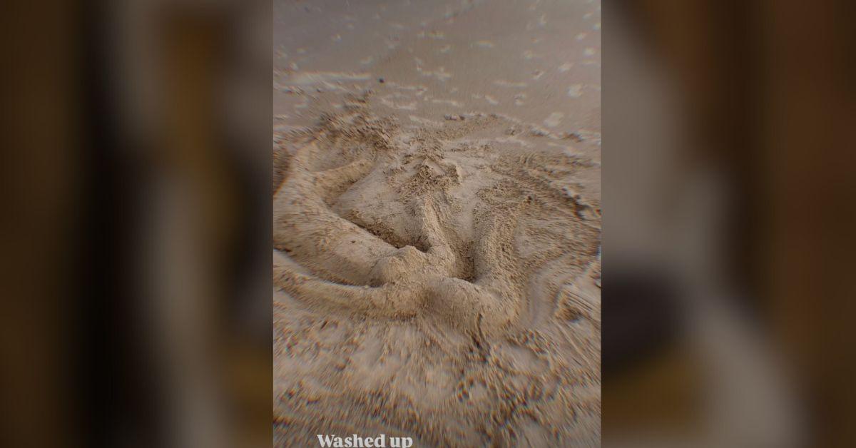 image of Lily James shared a funny snap of a sand-filled mermaid.