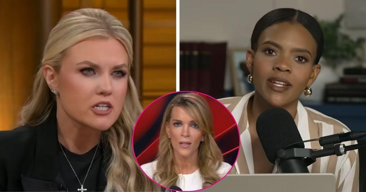 composite photo of erika kirk, megyn kelly and candace owens