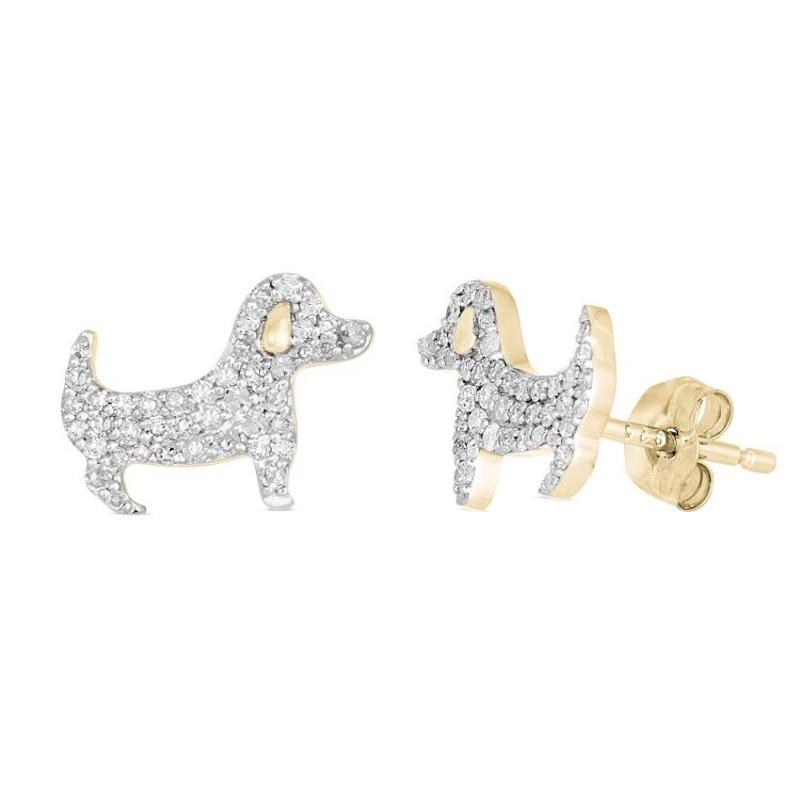 puppy diamond studs gold plated silver