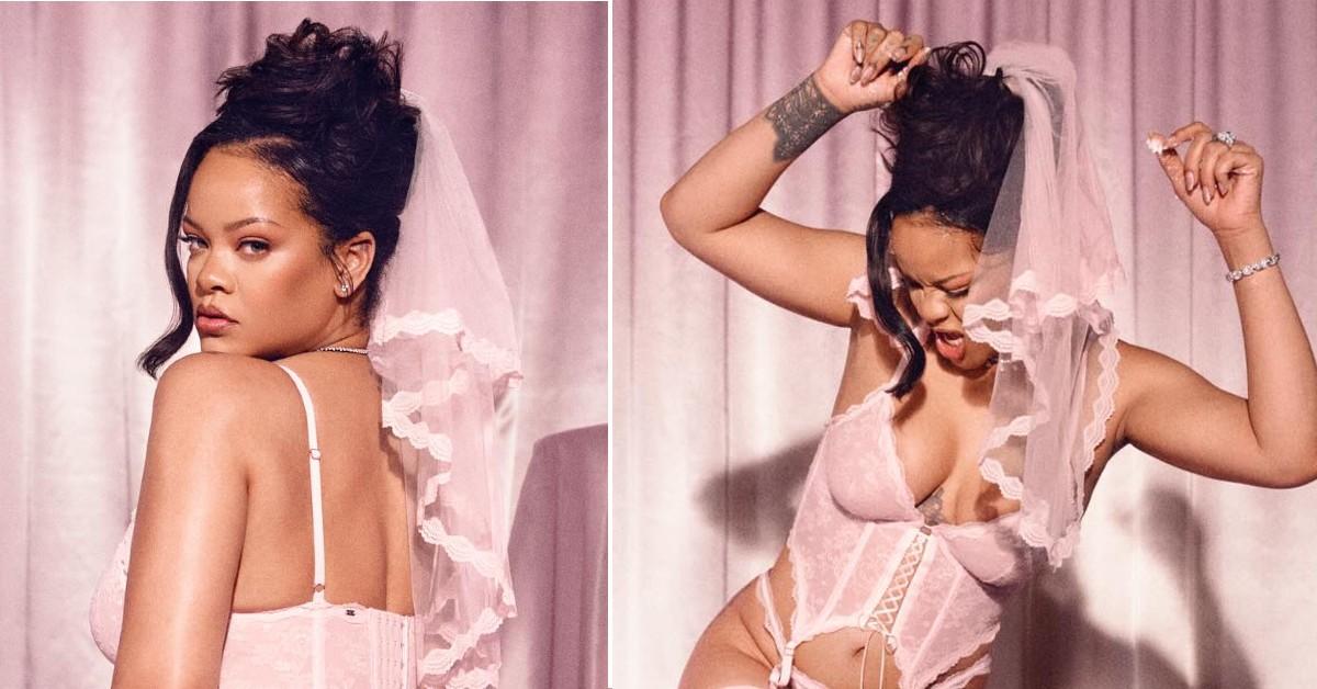 Two photos of Rihanna
