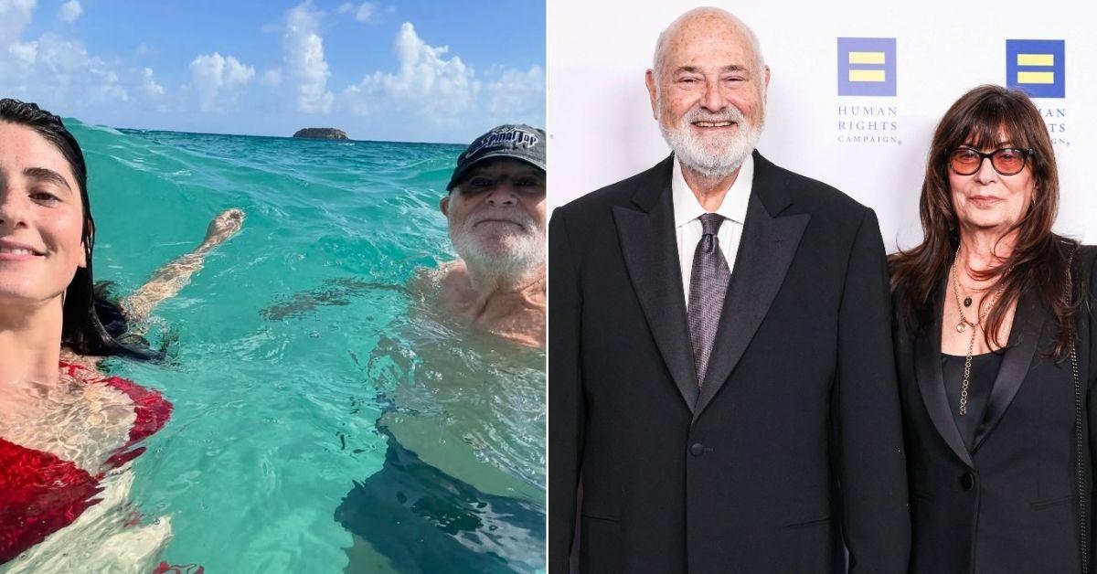 photo of Romy Reiner and Rob Reiner; photo of Rob Reiner and Michele. 