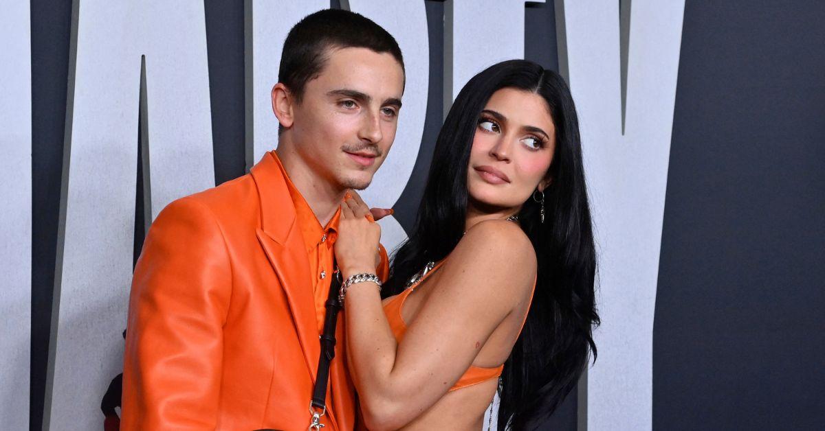 Image of Timothée Chalamet and Kylie Jenner packed on the PDA at a movie premiere.